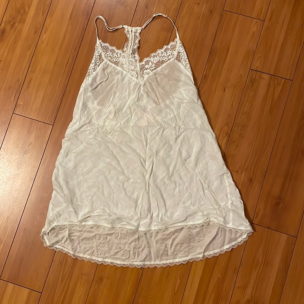 NWOT Victorias Secret white racerback lace trimmed slip dress night gown…
